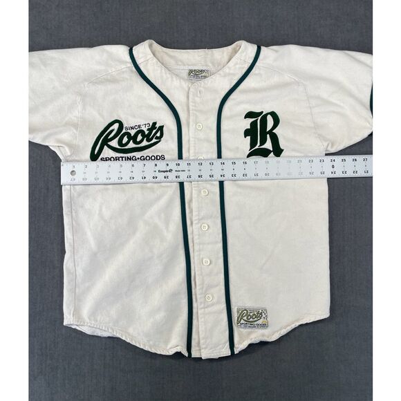 VTG Roots Baseball Jersey Mens S White Vintage Cotton Button Front 80s 90s style - Picture 6 of 11